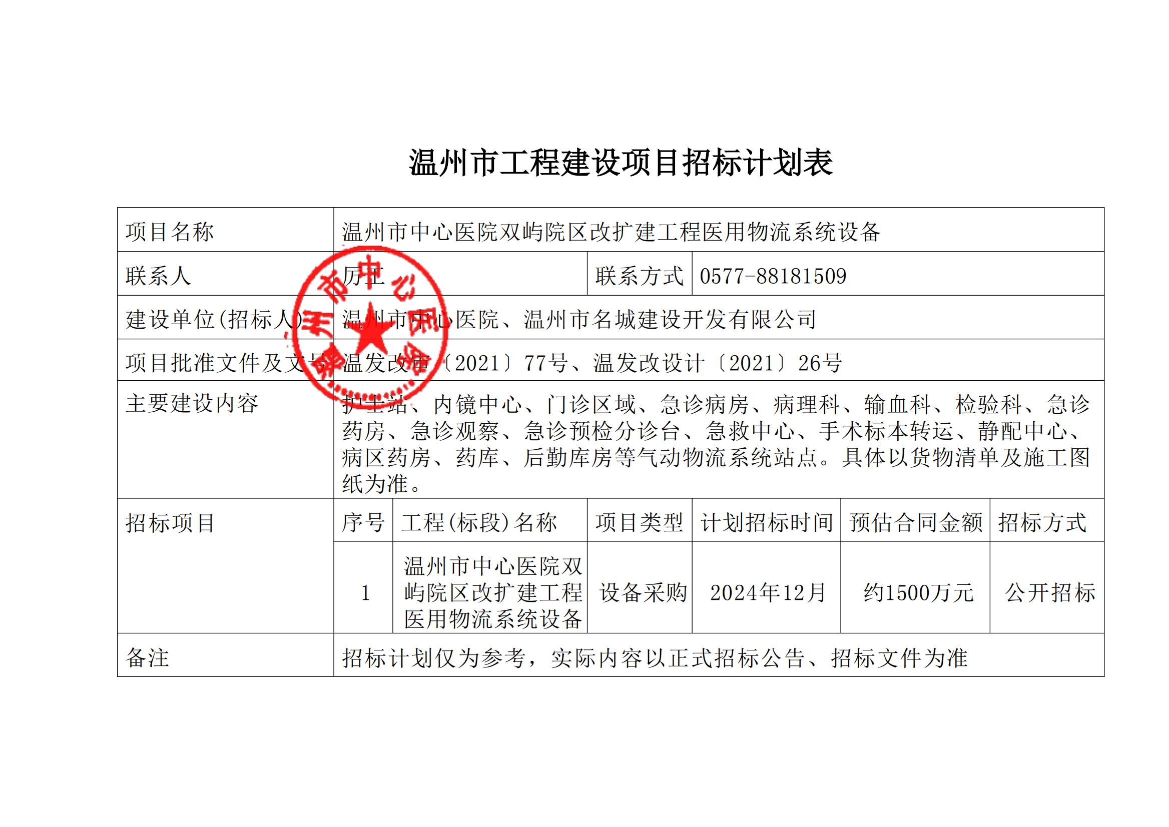 溫州市工程建設(shè)項目招標(biāo)計劃表（溫州市中心醫(yī)院雙嶼院區(qū)改擴(kuò)建工程醫(yī)用物流系統(tǒng)設(shè)備）_20241030102141_00.jpg